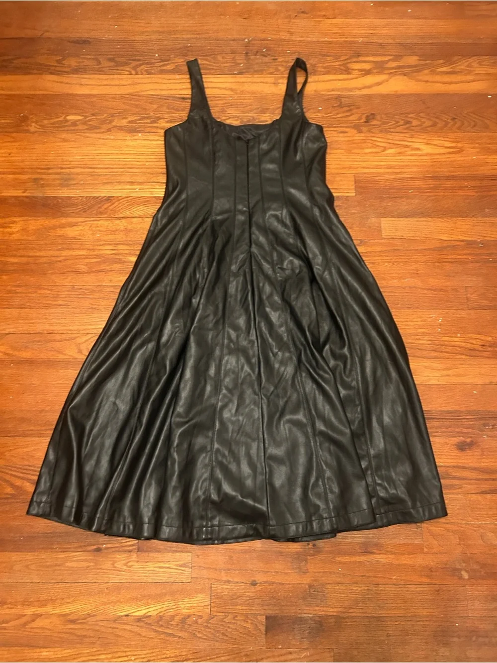 Avec Les Filles Size Medium Pleather Dress Faux Leather Black Tank Midi